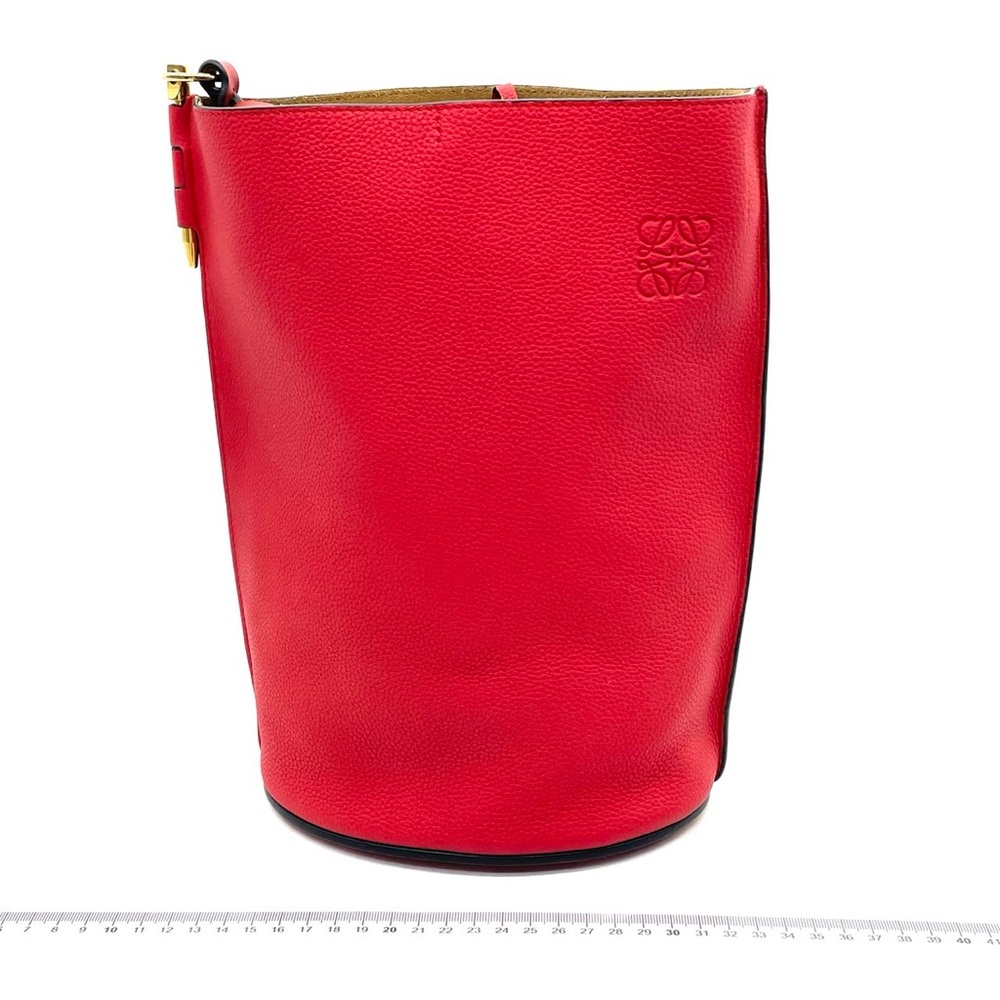 Auth Loewe Gate Bucket Bag – Raspberry Red – Small